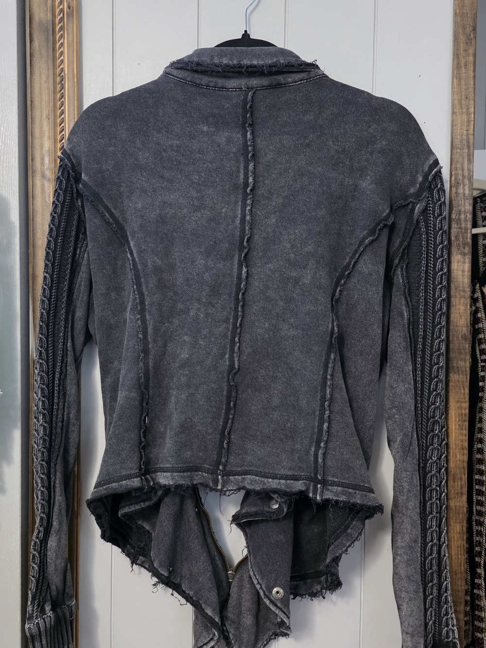 Free People Washed Charcoal Grey Bomber Jacket - Picture 5 of 7